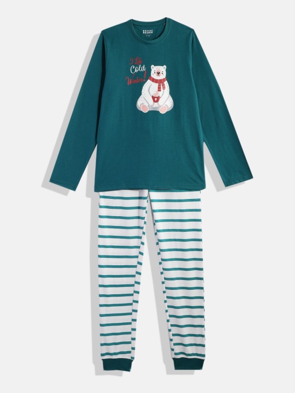 HERE&NOW Boys & Girls Printed Blue Top & Capri Set