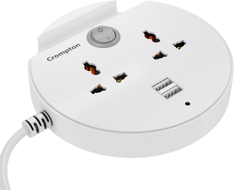 Crompton Powerbox Alpha CU 4 Socket Extension Boards(White, 2 m, With USB Port)