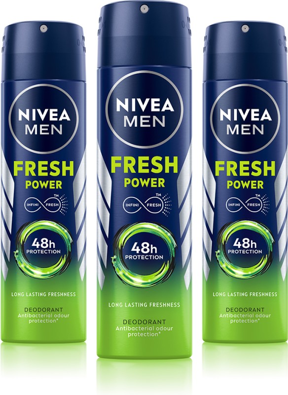 NIVEA MEN Fresh Power Deodorant Spray Deodorant Spray – For Men(150 ml, Pack of 3)