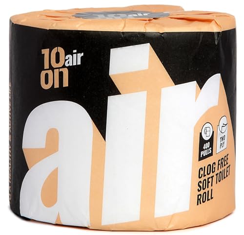10On Air ,Ultra Soft Clog Free Toilet Paper Roll – 2 Ply Tissue – 400 Pulls- Single Roll