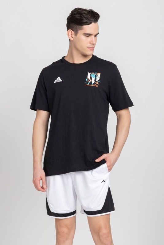ADIDAS Printed Men Crew Neck Black T-Shirt