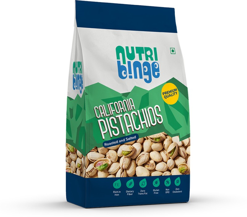 NUTRI BINGE Premium Roasted and Salted California Pistachios, Healthy, Gluten Free Pistachios(500 g)