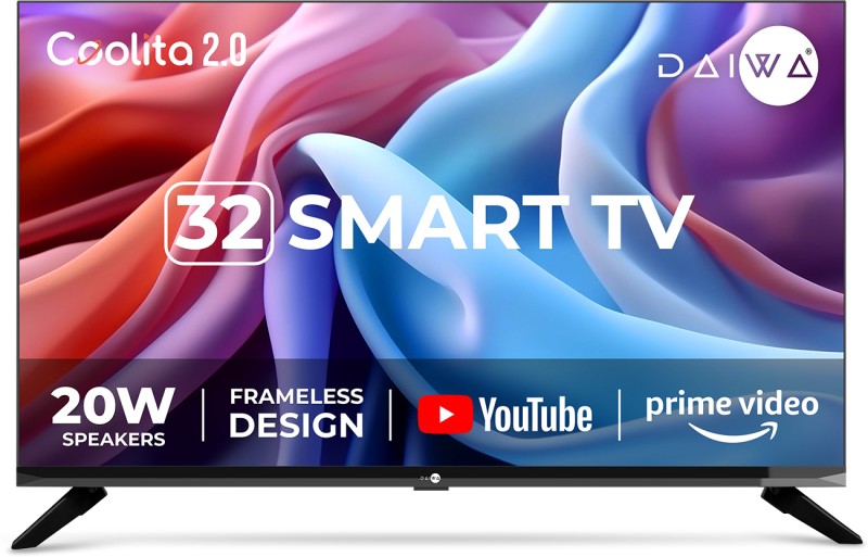 Daiwa 80 cm (32 inch) HD Ready LED Smart Linux TV 2024 Edition with YouTube, Prime Video and Eyecare Mode(D32H1COC)