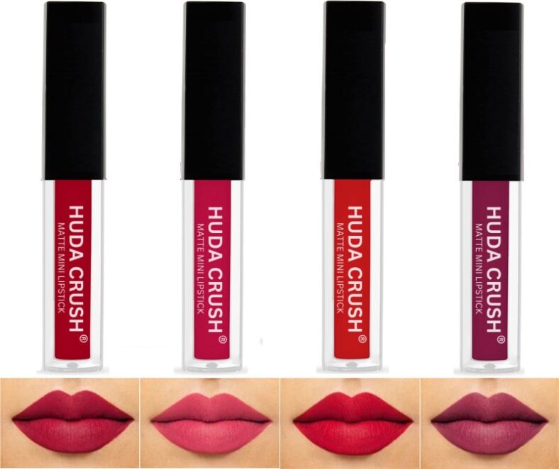 HUDA CRUSH Beauty SuperStay WaterProof Sensational Liquid Matte Red Lipstick Set of 4(Maroon, Magenta, Red, Wine, 12 ml)