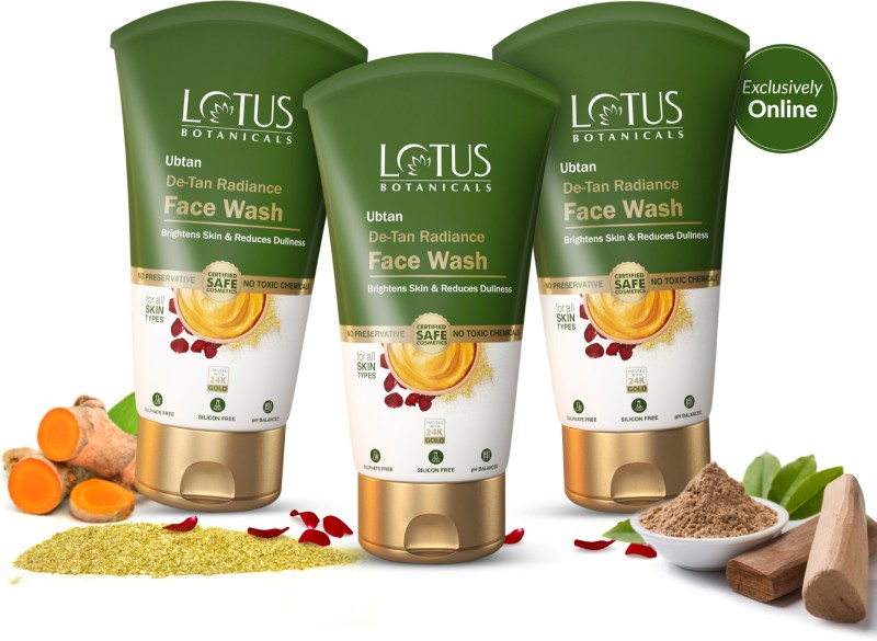 Lotus Botanicals Ubtan De-Tan Radiance | Infused with 24K Gold Face Wash(300 ml)