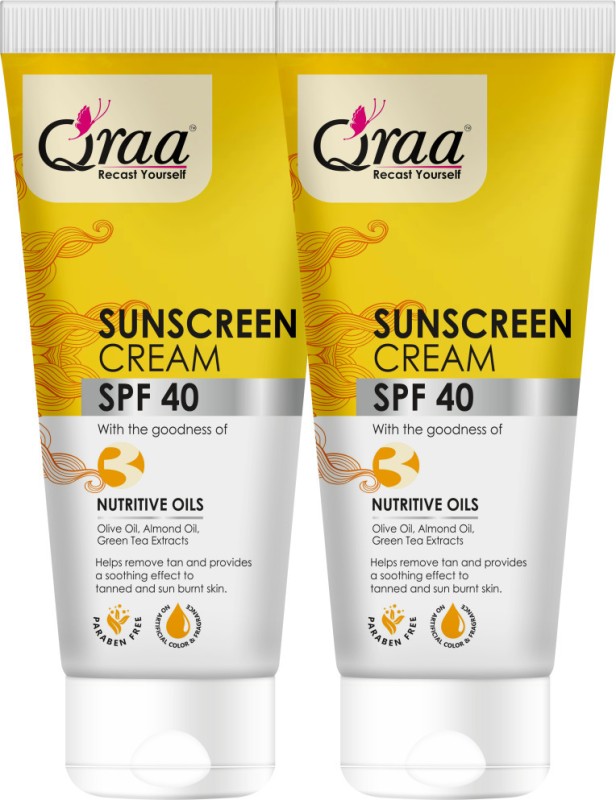Qraa Sunscreen – SPF 40 PA++++ Sunscreen Cream SPF 40|Helps Remove Tan|Helps in Sun Burn|Pack of 2|(100gm*2)(200 g)