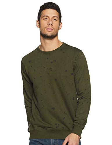 Amazon Brand – Inkast Men’S Cotton Blend Round Neck Sweatshirt (Aw19Ink14A_Granite Green_L)