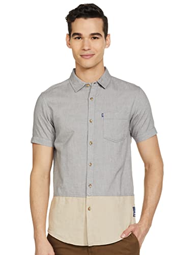 Amazon Brand – Inkast Men’S Solid Slim Fit Casual Shirt (Ik-S22-Cs-08_Grey-Hs Clr Block S)