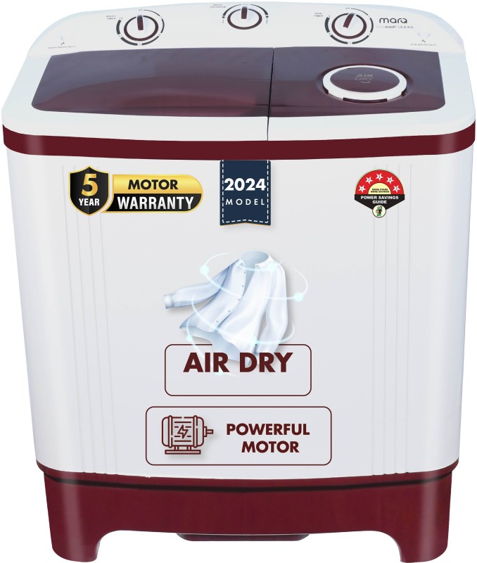 MarQ by Flipkart 6 kg 5 Star Rating Innowash Range Semi Automatic Top Load Washing Machine White, Maroon(MQSA605NNNDM / MQSA60H5W)
