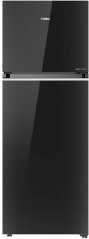 Haier 375 L Frost Free Double Door Top Mount 3 Star Refrigerator(Black Glass, HRF-3954PKG-E)