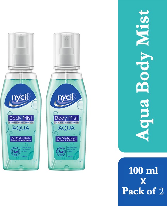 NYCIL Soothing and Refreshing Body Mist Aqua Body Mist – For Men & Women(200 ml, Pack of 2)