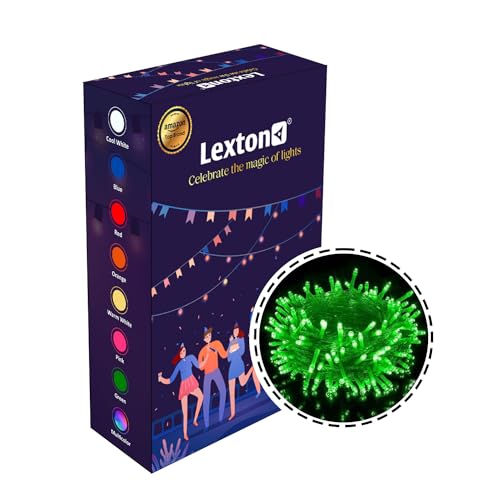 Lexton 36 Feet Long 40 Led Power Pixel Serial String/Fairy Light | Plug Sourced | Suitable For Home & Outdoor Decoration, Diwali, Christmas, Ramadan, Wedding, Party, Festival (Pack Of 1, Green)