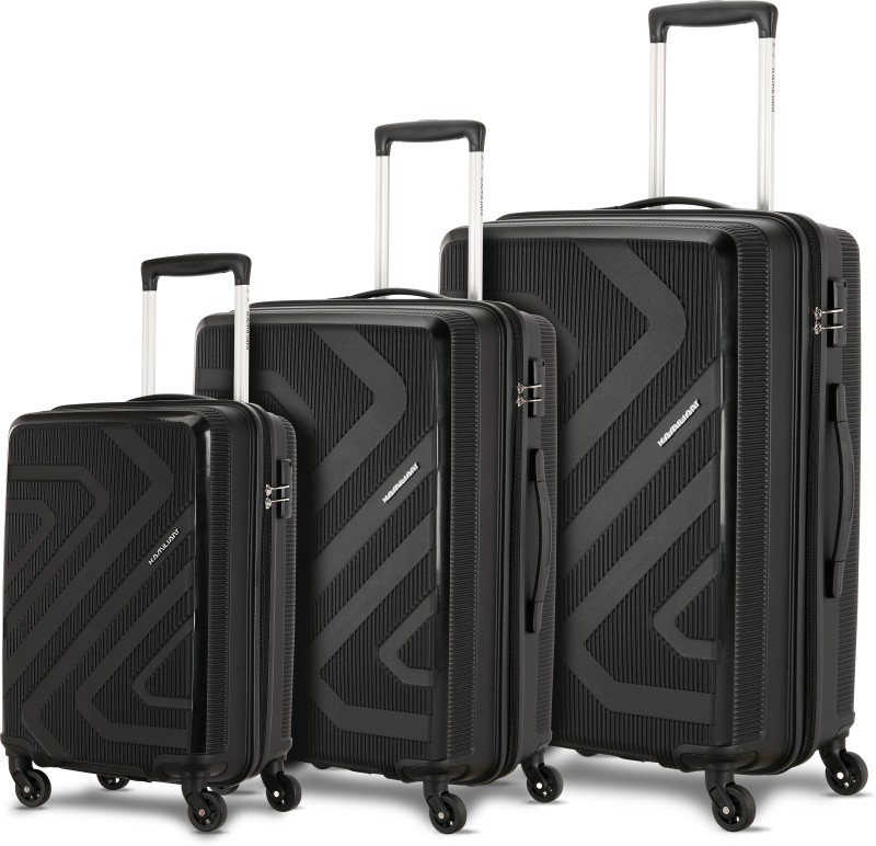 Kamiliant by American Tourister Kam Kiza Sp 3Pcset -Black Cabin & Check-in Set 4 Wheels – 27 inch