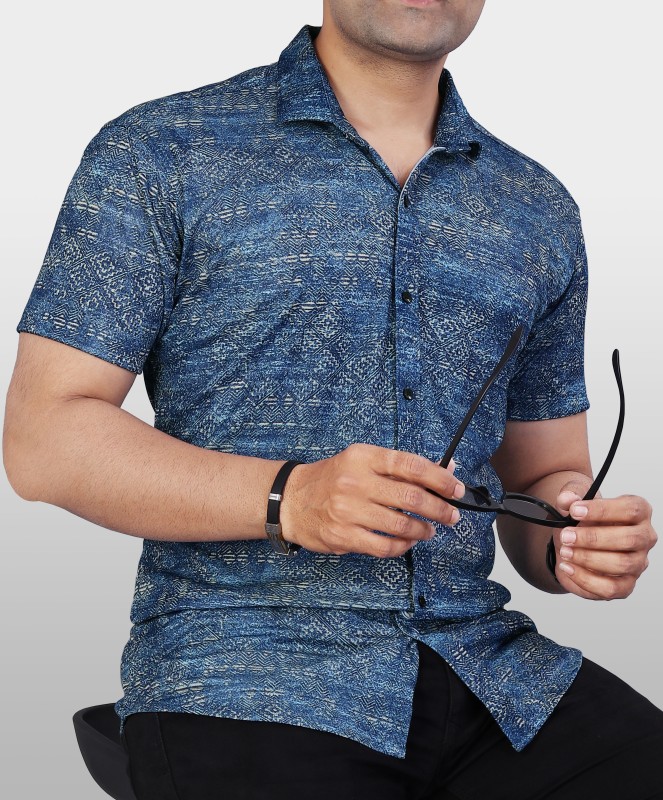 VeBNoR Men Printed Casual Blue Shirt