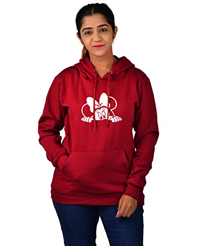 More & More Women’S Fleece Neck Hooded Sweatshirt (Mini Hoodie Maroon