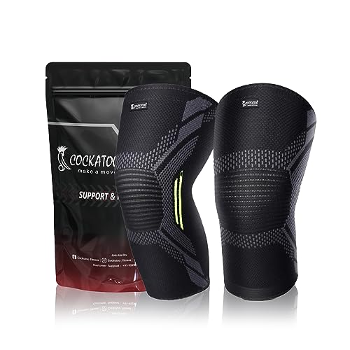 Cockatoo Knee Support For Men,Knee Cap Compression Support For Gym Running, Cycling, Sports, Jogging, Workout Pain Relief,Material: Nylon & Spandex(Pack Of Two) (C-Knee-111-Green, S)