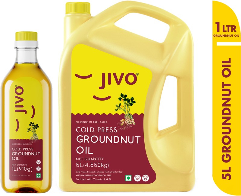 JIVO Cold press Cooking Groundnut Oil Can(2 x 3 L)