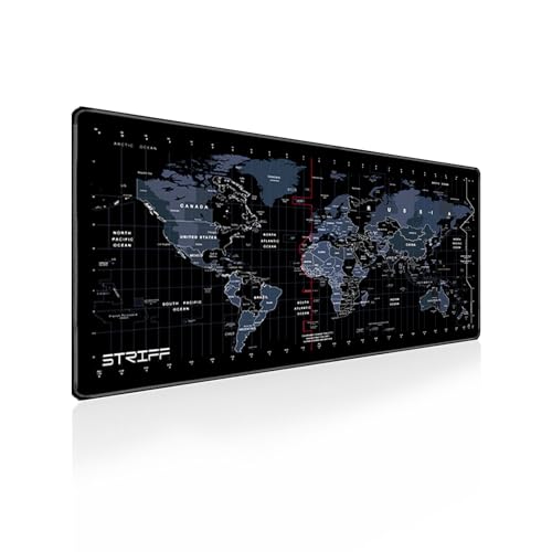 Striff World Map Extended Size (800 Mm X 300 Mm X 2 Mm) Gaming Mouse Pad| Desk Mat | Stitched Edges| Non-Slip Rubber Base|Computer Laptop|Keyboard Mouse Pad For Office & Home (World Map)