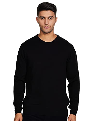 Amazon Brand – Symbol Men’S Acrylic Casual Sweater (Swr-Sy-Aw21-01_Black_M), Round Neck