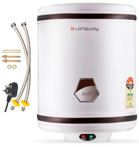 Longway Hotplus 15 ltr Automatic Storage Water Heater with Multiple Safety System & Anti-Rust Coating 5 Star Rated (Off White, 15 Ltr, Pack of 1)