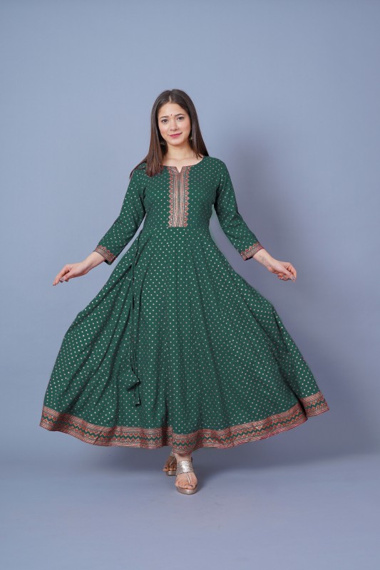 Annsh Apparel Anarkali Gown(Green)
