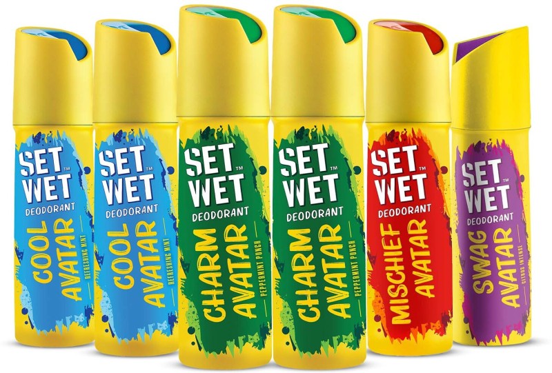 SET WET Cool, Charm, Swag & Mischief Avatar Deodorant & Body Spray Perfume, Pack of 6 Deodorant Spray – For Men(900 ml, Pack of 6)