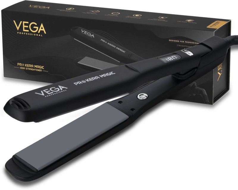 Vega Professional Pro Kera Magic Hair Straightener with, 30 Secs Ultra Fast Heat up, (VPPHS-04) VPPHS-04 Hair Straightener(Black)