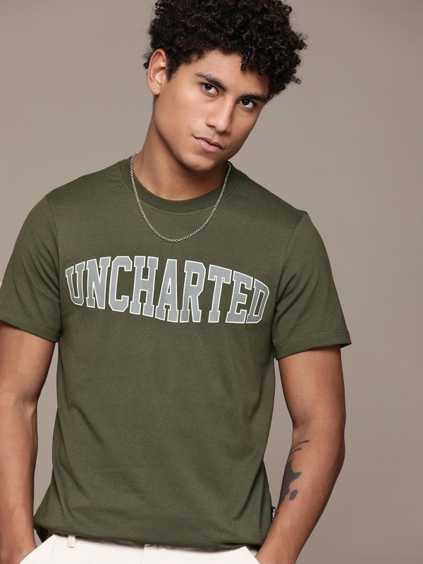 Roadster Printed Men Round Neck Green T-Shirt