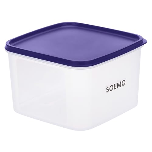 Amazon Brand – Solimo Square Modular Plastic Storage Container | Airtight | BPA-Free | 2.5 L (Blue)