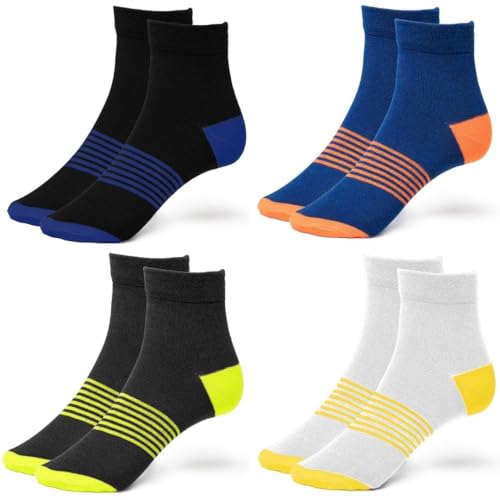 Wiz Socks For Men, Ultimate Premium Cotton Socks, Breathable, Ankle-Length Socks For Men & Women (Unisex), Free Size, Multicolor Pack Of 4