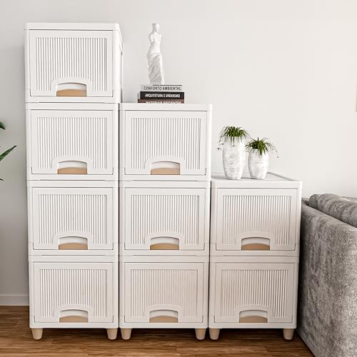 Tex-Ro Plastic Wardrobe For Clothes : Versatile Plastic Cupboard For Storage Organizer & Organisers Storage Box For Ideal For Neat And Tidy Storage Solutions Almirah For Clothes (White, 4Xl)
