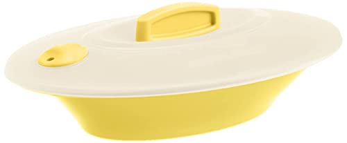 Signoraware Plastic Oval Server With Cover, Lemon Yellow