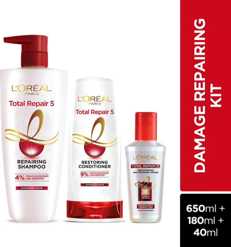 L’Oréal Paris Total Repair 5 Shampoo 650ml + Conditioner 180ml + Serum 40ml(3 Items in the set)