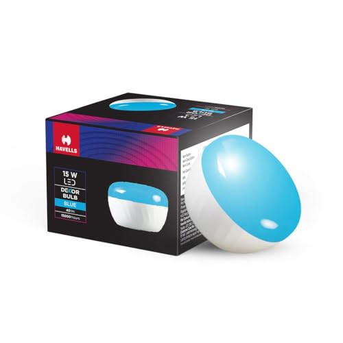 Havells Dekor 15W Decorative Bulb With Unique Design To Conceal/Hide The Holder | B22| (Blue)