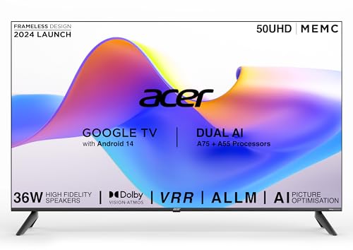 Acer 126 Cm (50 Inches) I Pro Series 4K Ultra Hd Led Smart Google Tv Ar50Udigu2875At (Black)