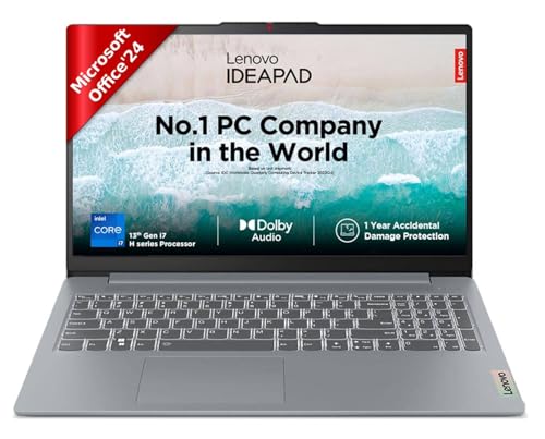 Lenovo Ideapad Slim 3 13Th Gen Intel Core I7-13620H 15.6″ (38.1Cm) Fhd Ips 300 Nits Thin & Light Laptop (16Gb/512Gb Ssd/Intel Uhd Graphics/Win 11/Office Home 2024/1Yr Adp Free/Grey/1.6Kg), 83Em00Gtin