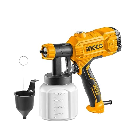 Ingco Lookcha 450W Spray Gun With Viscosity Measuring Cup, Nozzle, Orange Flatt/Matte Finish 800Ml