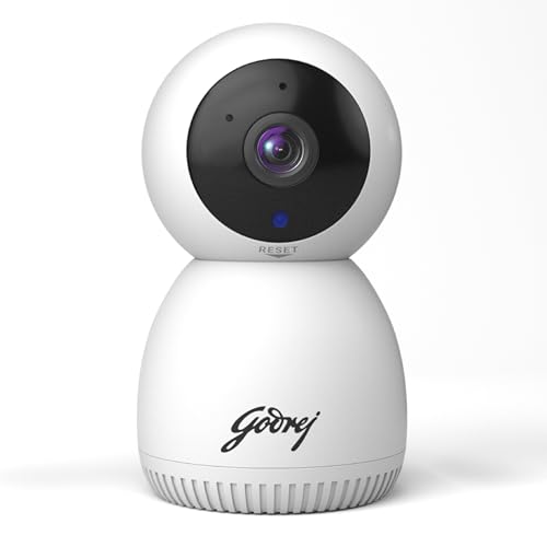 Godrej Security Solutions Eve Pro Pantilt Smart Wifi Security Camera For Home With 350 Degree 2Mp (Hd) | 2-Way Audio | Night Vision | Smart Motion Tracking | Alarm System, White