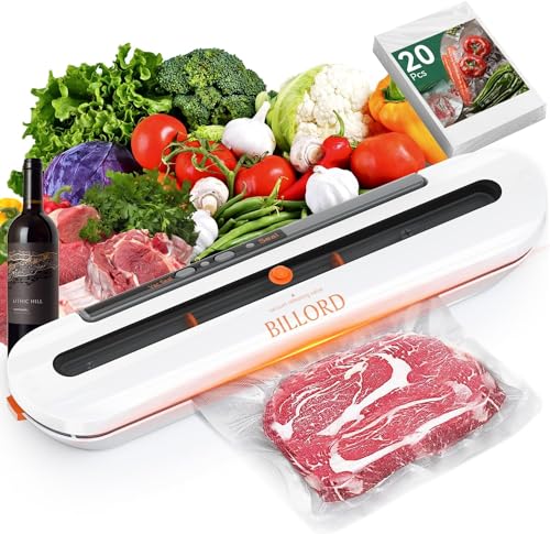Billord Vacuum Sealer Machine For Food – Food Vacuum Sealer, Automatic Food Sealer Machine, Smart Food Packer Equipped With Vacuum Bags And Starter Kit For Food Preservation