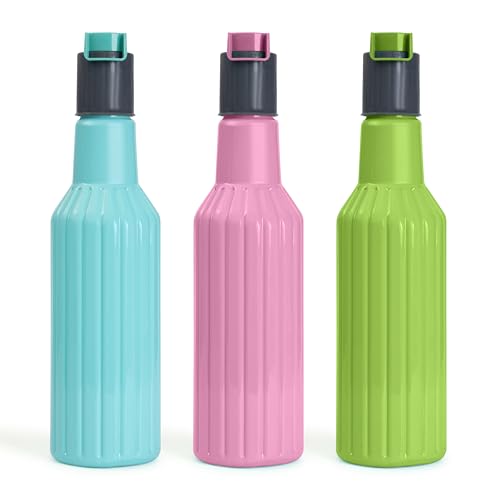 Homewiz Unbreakable Plastic Water Bottle I Leak Proof I Bpa Free Food Grade Fridge Water Bottle I Ideal For Gym, Office, Home, Travel, College, Easy To Clean, 1 Litre Each, Set Of 3, Assorted