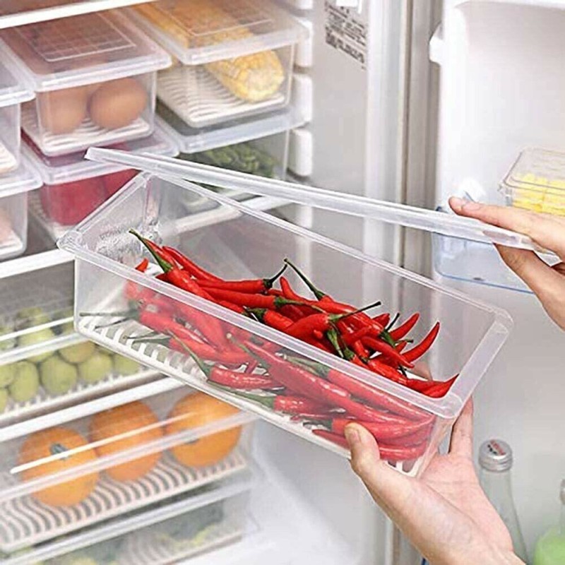 3D METRO SUPER STORE Plastic Fridge Container – 1500 ml(Pack of 6, Clear)