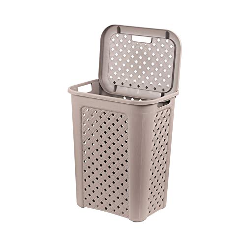 Cello Classic Plastic Laundry Basket With Lid, 30 Litres, Grey | Lightweight And Portable | Storage Organizer | Convenient Handling | Useful For Storing Clothes, Toys, Books
