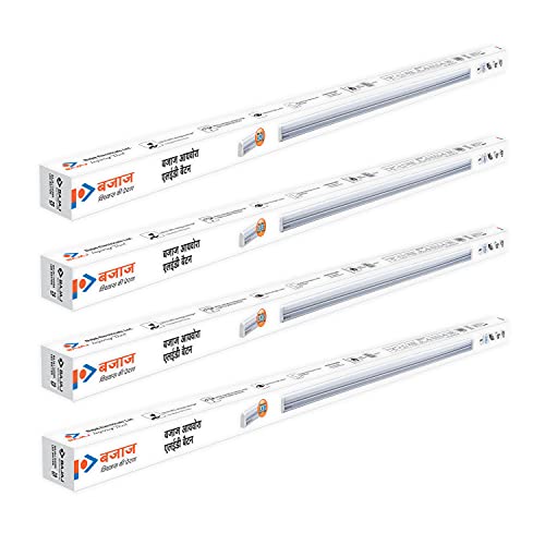 Bajaj Ivora 20W Led Tubelight | 2000 Lm Led Tubelight | Round Led Batten (White, Pack Of 4) | Rechargeable | 3.5 Kv Surge Protection | High Led Enhance | 1 Year Warranty