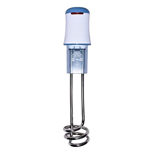 Havells Plastic Hb10 1000 Watts Immersion Heater|Isi Mark Heavy Duty 3 Pin Moulded Plug,Touch Protection Cover|Waterproof,Heating Indicator,Nickel Plating,Warranty: 2 Year Comprehensive|(White Blue)