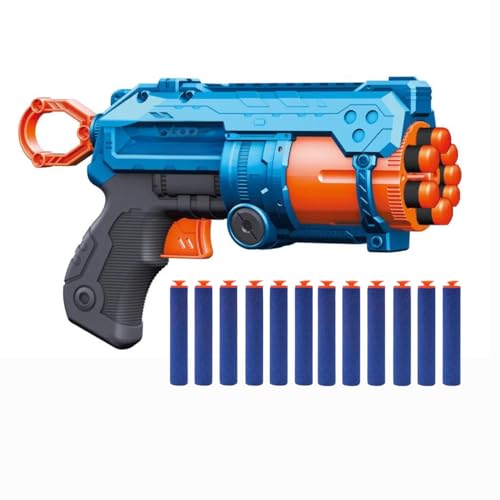 Crackles Soft Bullet Gun Toy With 12 Safe Soft Foam Bullets, Fun Target Shooting Battle Fight Game For Kids Boys Automatic Chamber Revolution,Multicolor