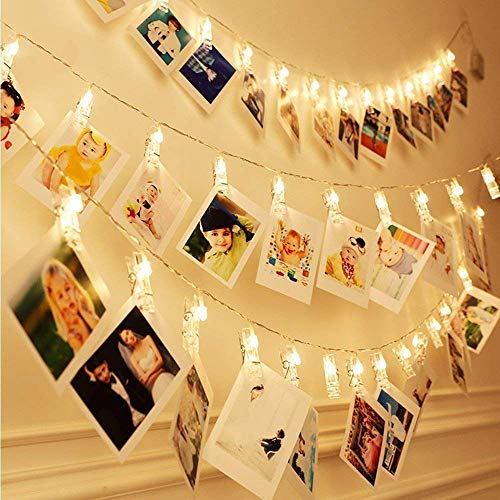 Crackles Led Photo String Lights- 10 Photo Clips Fairy Lights, Lights For Birthday Decoration, Led Light Photo Clips, Diwali Lights (2 Meter, Warm White 10 Clips), Tranparent (Ps182370)