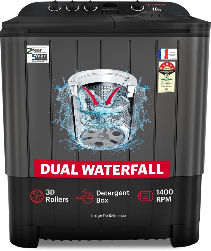 Thomson 10 Kg 5 Star Aqua Magic Double Waterfall Semi Automatic Top Load Washing Machine Black(Tsa1000Sp)