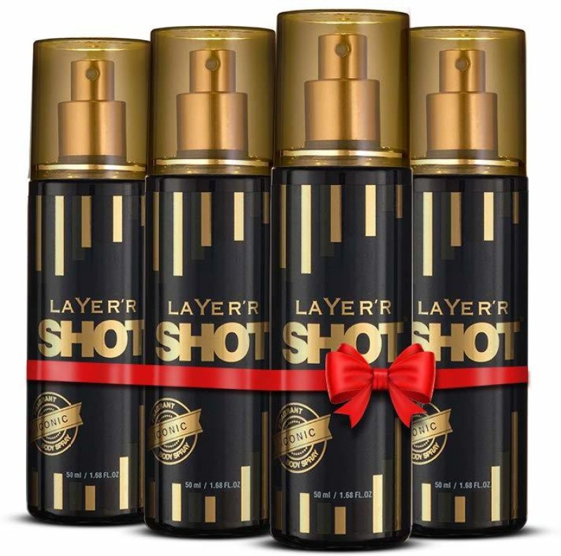 LAYER’R Shot Gold Perfume Iconic Body Deodorant Spray – For Men(50 ml, Pack of 4)