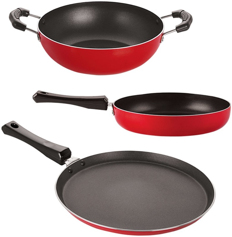 NIRLON 26mm_FT10_FP10_KD10 Non-Stick Coated Cookware Set(Aluminium, 3 – Piece)