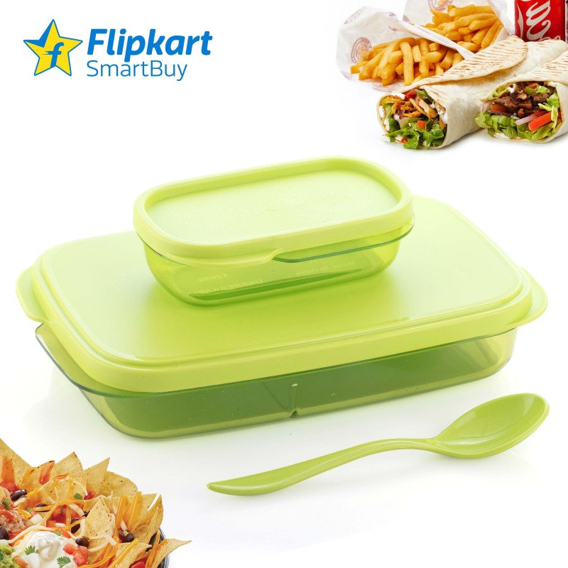 Flipkart SmartBuy Multipurpose Plastic Lunch Box with 2 Plastic Containers Plastic Spoon & Fork 2 Containers Lunch Box(400 ml, Thermoware)